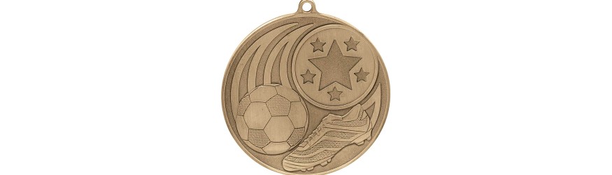 50MM ICONIC FOOTBALL BALL MEDAL - GOLD, SILVER & BRONZE